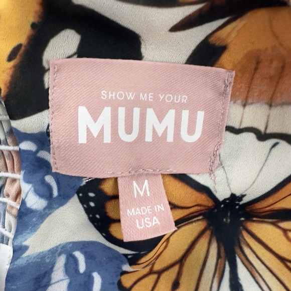 Show Me Your Mumu Lia Top Women's M NWT Butterfly Puff Sleeve Smocked Blouse USA - Picture 5 of 11